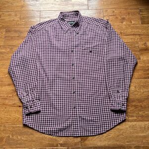 Plaid Classic Button Down Cotton Red Blue Eddie Bauer Men's M-XL
